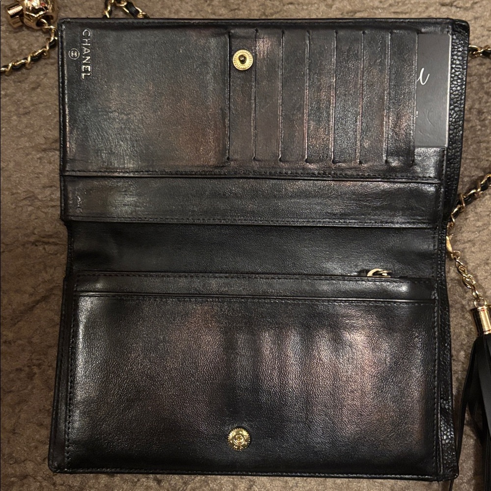 CHANEL Black Leather Clutch with Gold Chain - Picture 15 of 15